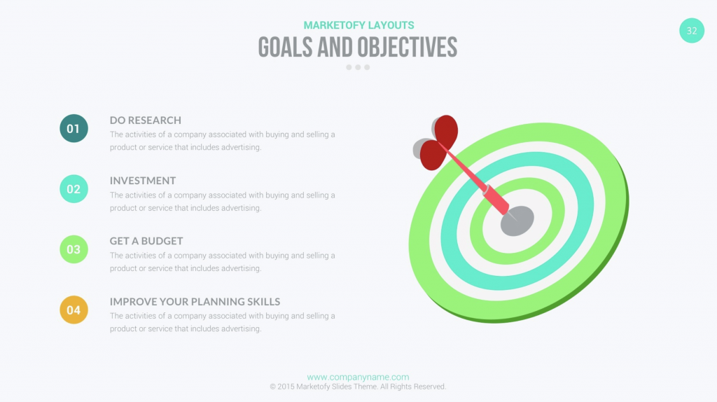 Marketofy Business Template Goals & Objectives Slide