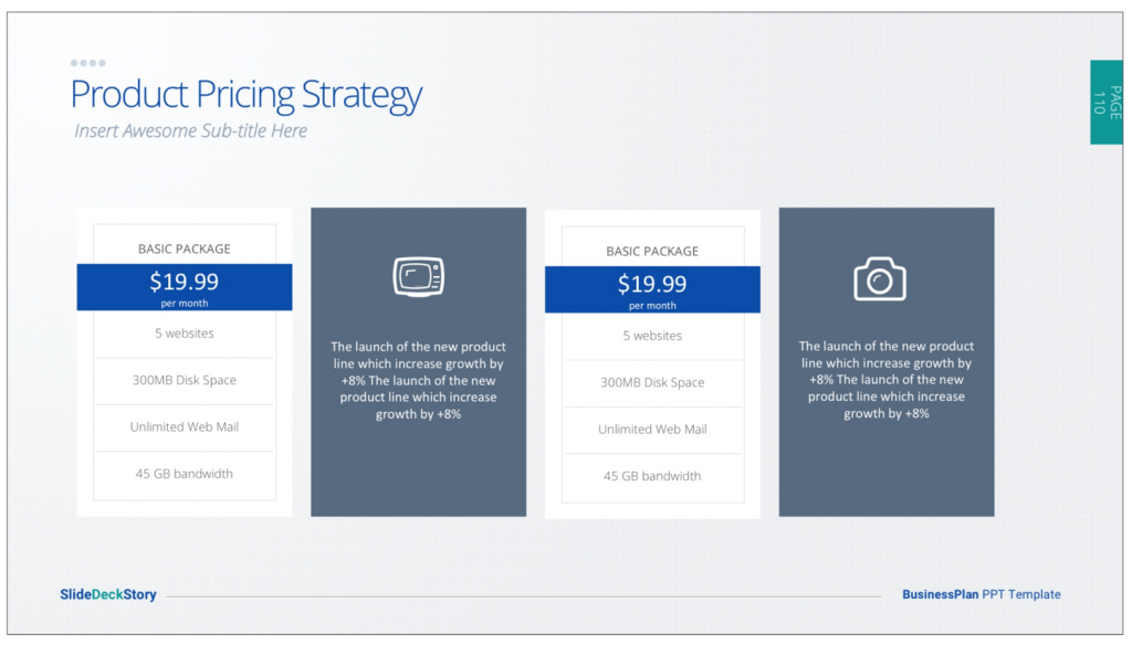 Business Proposal Template Product Pricing Slide